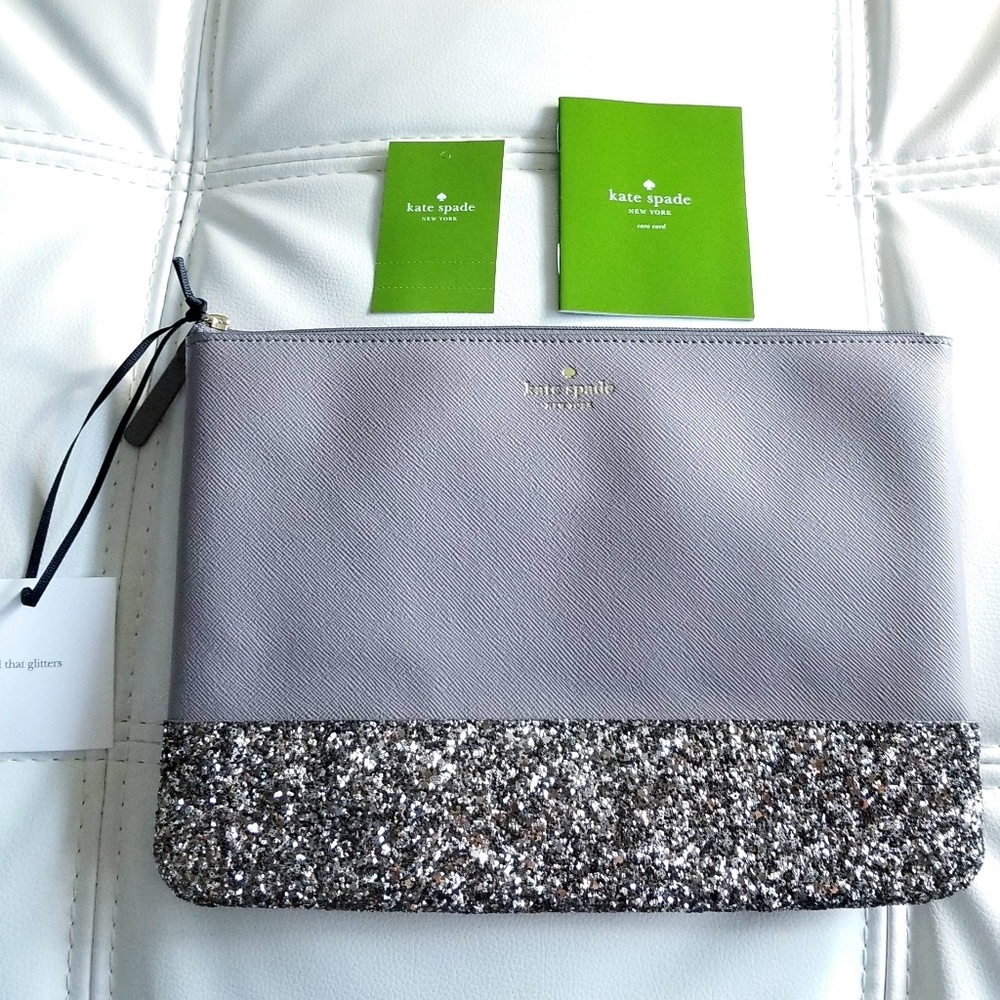 🔥LAST1🔥NWT KATE SPADE GRETA COURT GLITTER CLUTCH - Picture 3 of 8